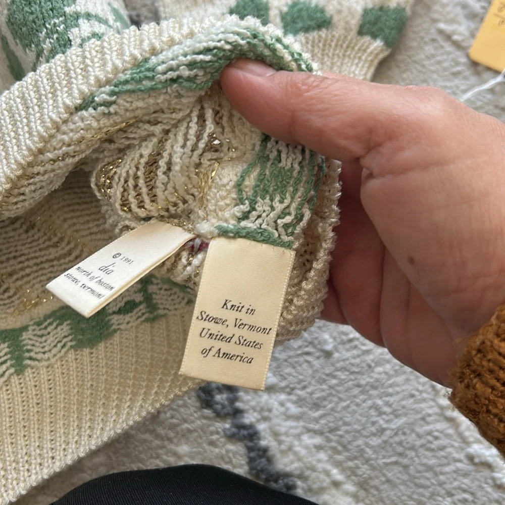 Hand knit Dia north of Boston pears cardigan sweater NWT XL  grandma Y2K - Picture 6 of 8